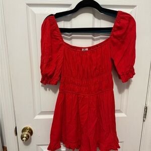 Red Puff Sleeve romper
